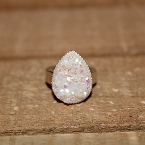 Opal Druzy Teardrop Ring